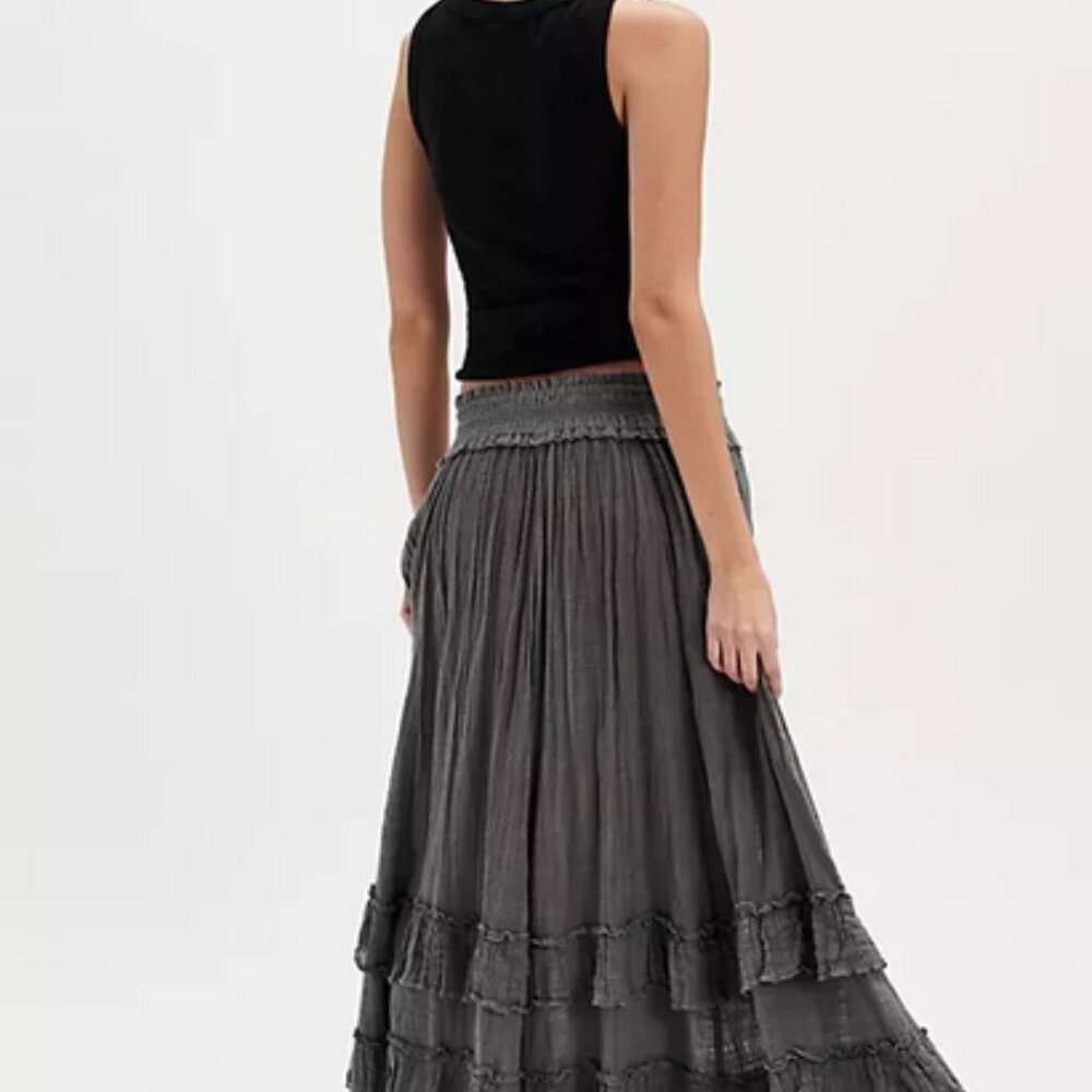 Free People FP One Brynn Maxi Skirt Smocked Tiered Ruffle Mid Rise M US ITEM - Picture 2 of 6
